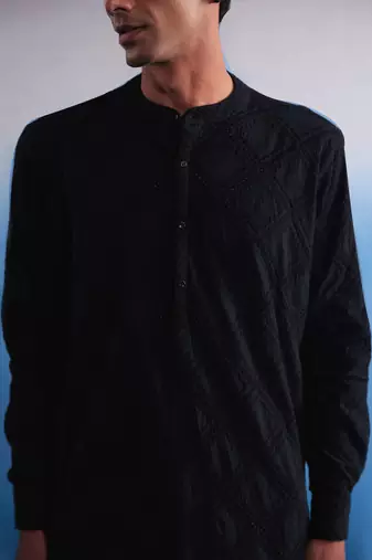 Black Cotton Kurta
