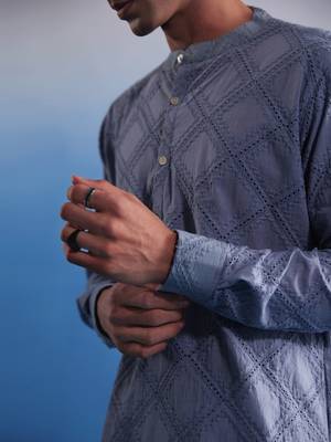 Aqua Cotton Kurta 4