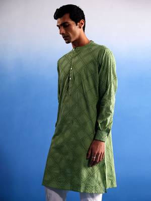 Green Cotton Kurta 2
