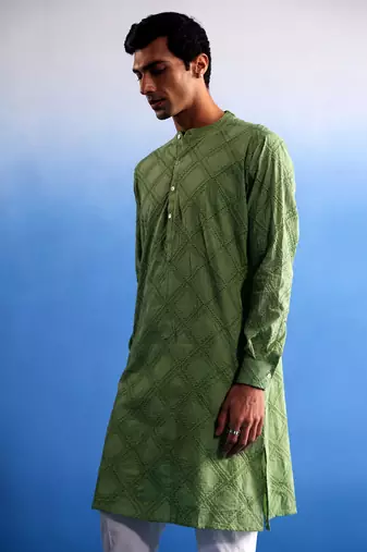 Green Cotton Kurta