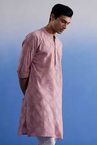 Pink Cotton Kurta