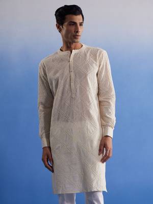 Cream Cotton Kurta 1