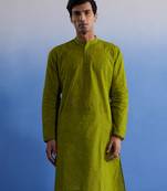 Men'S Green Pure Cotton Kurta