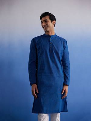 Blue Pure Cotton Kurta 1