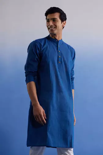 Blue Pure Cotton Kurta