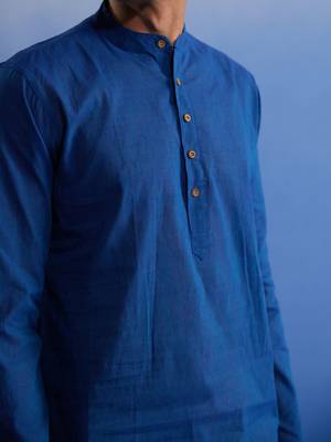 Blue Pure Cotton Kurta 4