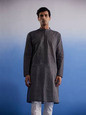 Black Pure Cotton Kurta 1