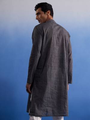 Black Pure Cotton Kurta 3