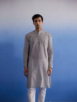 Grey Pure Cotton Kurta 1