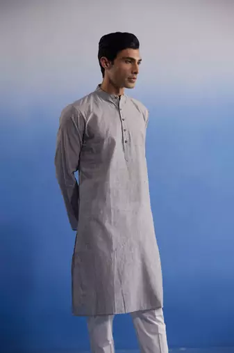 Grey Pure Cotton Kurta
