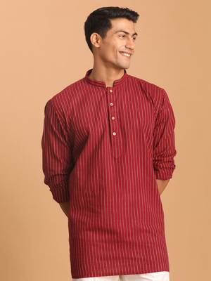 Maroon Cotton Short Kurta 2