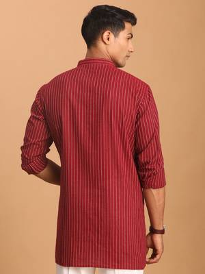 Maroon Cotton Short Kurta 3