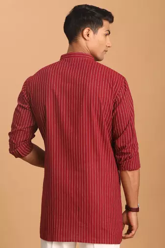 Maroon Cotton Short Kurta