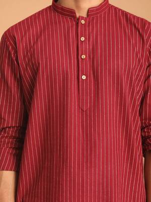 Maroon Cotton Short Kurta 4