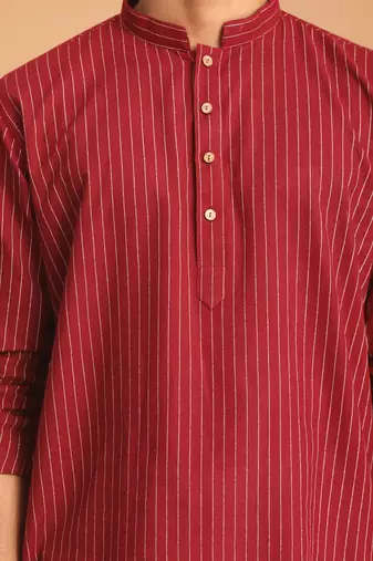 Maroon Cotton Short Kurta
