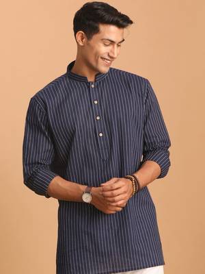 Navy Blue Cotton Short Kurta 1