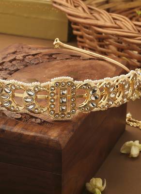 Semi Circle Kundan Hairband For Women 2
