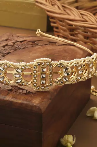 Semi Circle Kundan Hairband For Women