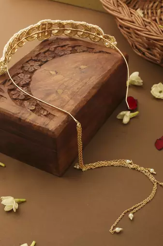 Semi Circle Kundan Hairband For Women