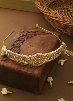 Semi Circle Kundan Hairband For Women 4