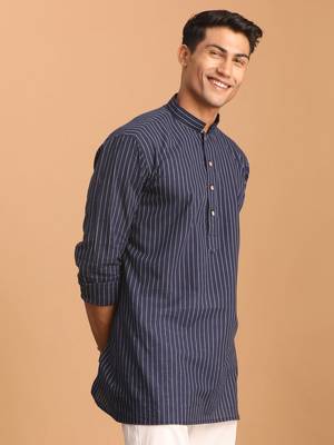 Navy Blue Cotton Short Kurta 2