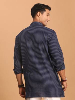Navy Blue Cotton Short Kurta 3