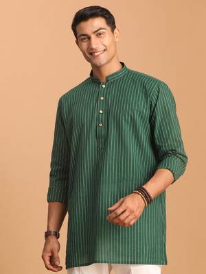 Green Cotton Short Kurta 1