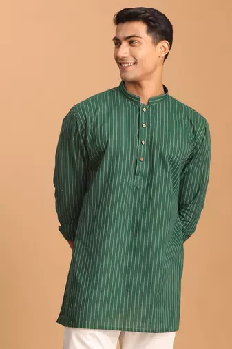 Green Cotton Short Kurta