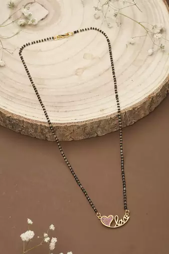 Heart Mangalsutra With "Love" Carved