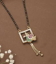 Yellow Gold Mangalsutra With Multicolour Bird