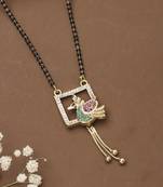 Yellow Gold Mangalsutra With Multicolour Bird