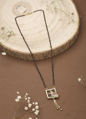 Yellow Gold Mangalsutra With Multicolour Bird 2