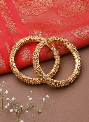 Grand Floral Gold-Plated Bangles for a Royal Look 2