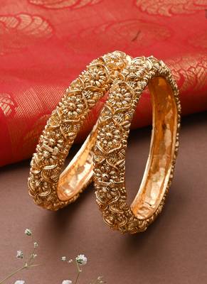 Grand Floral Gold-Plated Bangles for a Royal Look 1