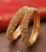 Grand Floral Gold-Plated Bangles for a Royal Look