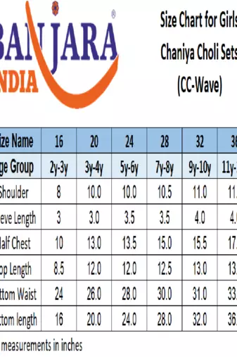 Banjara India Kutchi Emboidered Blue Girls Chaniya Choli with Dupatta (KCC-WAVE) - Blue