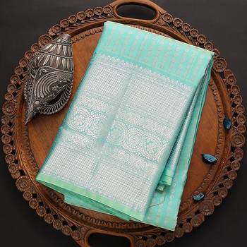 Blue woven banarasi silk saree with blouse 1