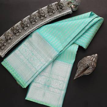 Blue woven banarasi silk saree with blouse 3