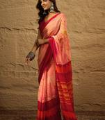 Orange Printed Georgette Saree With Blouse Piece