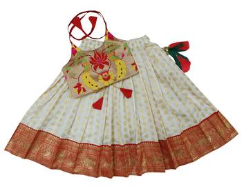 Baby Girls Pattu Pavadai Red Lehenga Choli For Kids 1