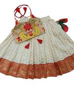 Baby Girls Pattu Pavadai Red Lehenga Choli For Kids