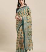 Green Color Printed Art Silk Styles Women'S Saree With Blouse Piece
