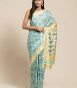 Green Color Printed Art Silk Styles Women'S Saree With Blouse Piece
