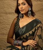 Black Color Printed Art Silk Styles Women'S Saree With Blouse Piece