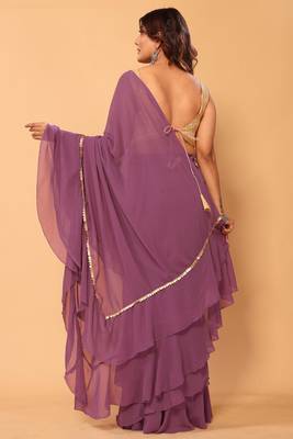 wine georgette ready to wear saree for woman 2