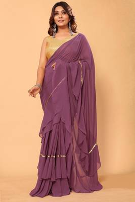 wine georgette ready to wear saree for woman 4