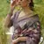 Dusty Purple Silk Blend Floral Print Zari Border Saree With Unstitched Blouse Piece
