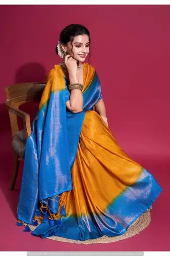 Mustard Silk Saree With Unstitched Blouse Piece