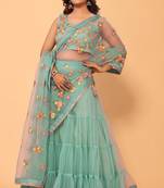 ready to wear beautiful & gorgeous lehenga net embroidery lace saree with floral embroidery stitched blouse