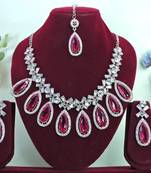 Tradtional Gold Plated Bridal Ad/Cz Choker Wedding Earring Necklace Jewellery Set